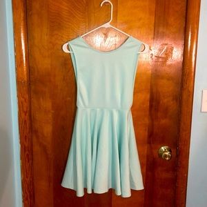 Teal Side boob, low back, Toni skater dress size S